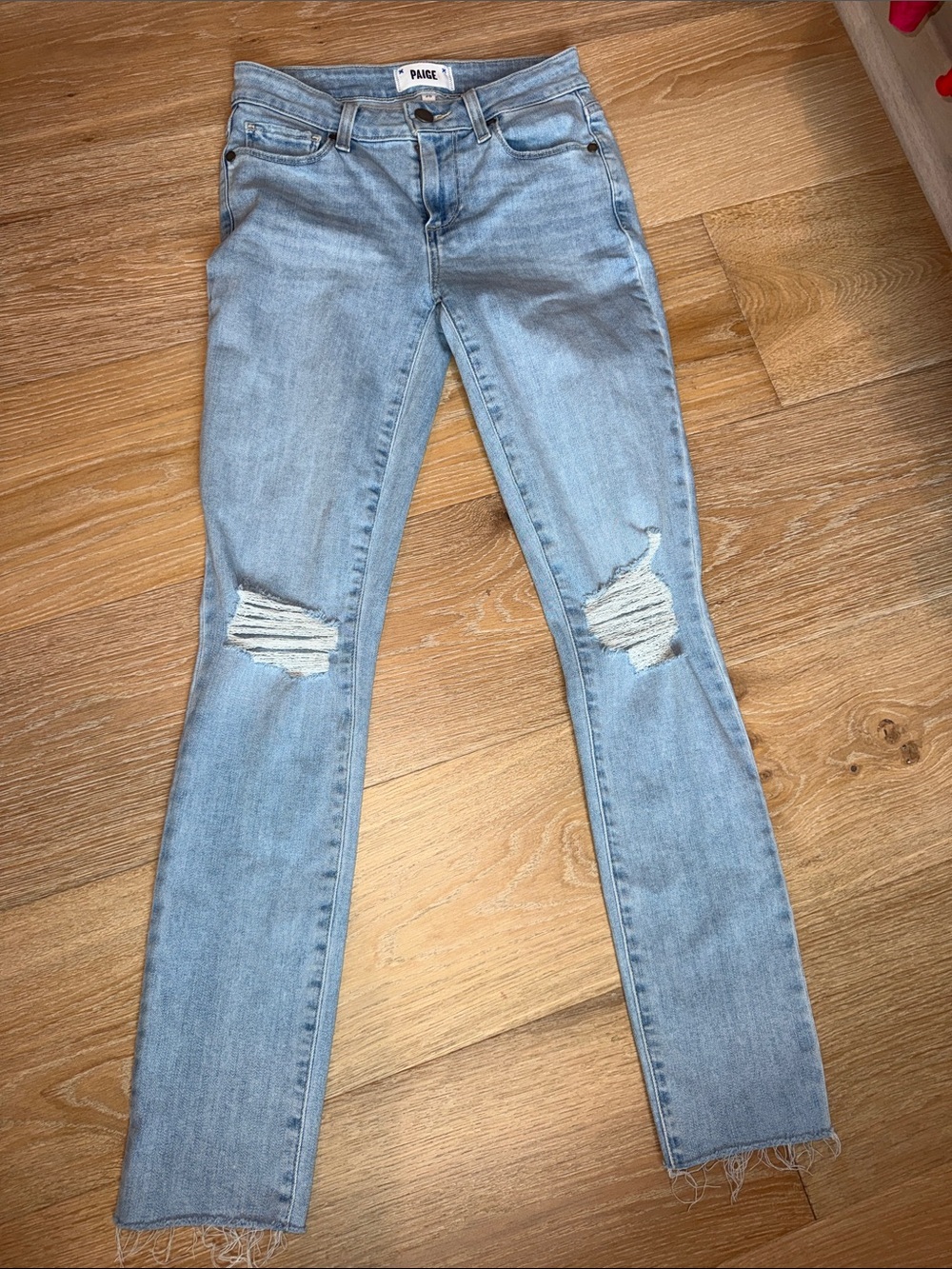 PAIGE Light Wash Skyline ankle peg Skinny Jeans